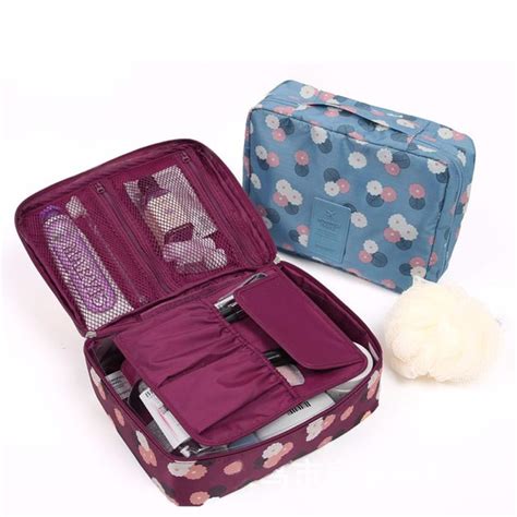 multi compartment cosmetic bag.